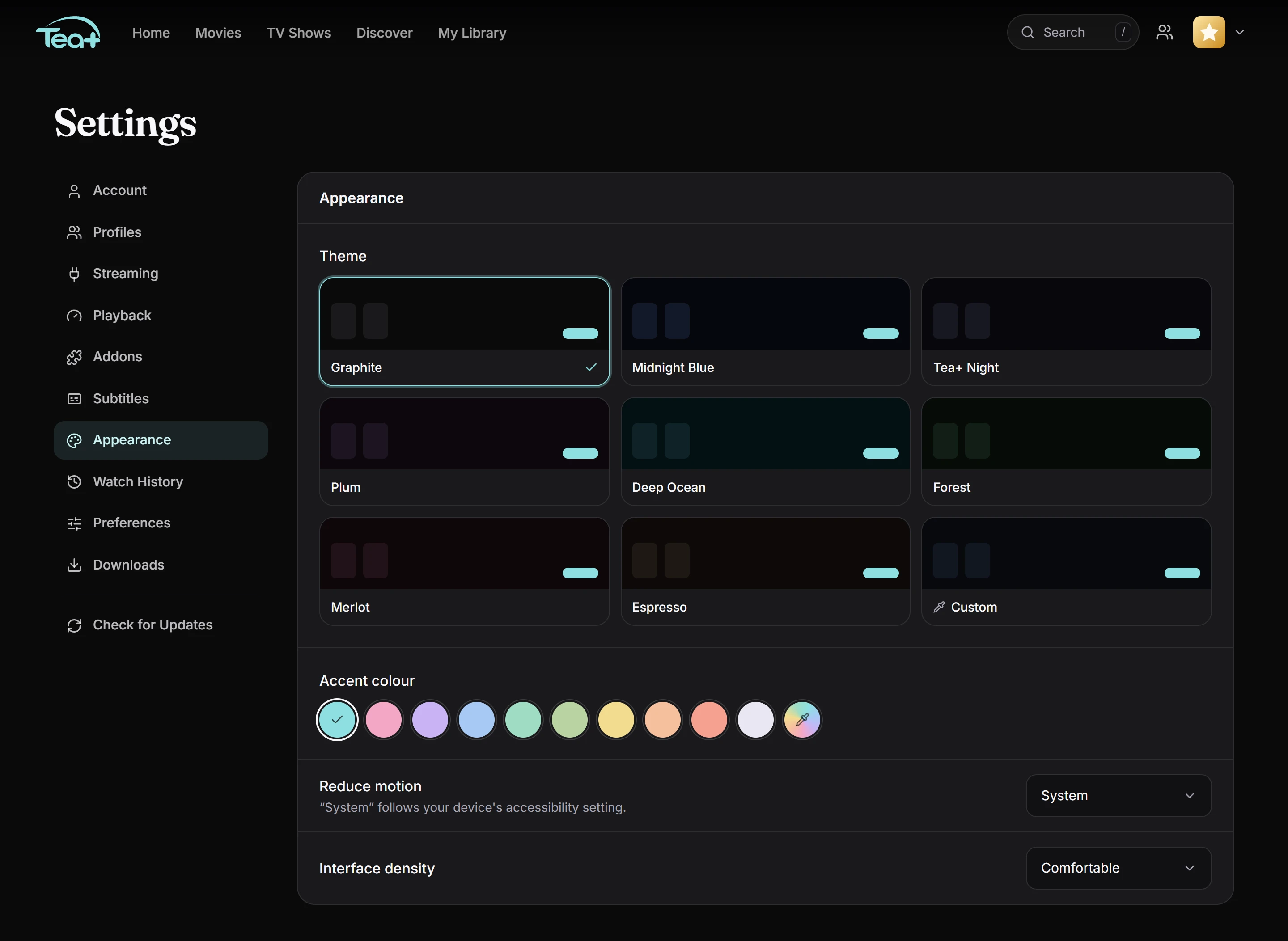 Appearance settings